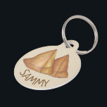 Indian Food Fried Samosa Coconut Samosas Pet Name Tag<br><div class="desc">Pet tag design features an original illustration of a pair of Indian food samosa pastries. Just personalize with the name of your dog or cat. Lots of coordinating pet products are also available from this shop! Don't see exactly what you're looking for? Contact Rebecca to have a product customized just...</div>