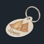 Indian Food Fried Samosa Coconut Samosas Pet Name Tag<br><div class="desc">Pet tag design features an original illustration of a pair of Indian food samosa pastries. Just personalize with the name of your dog or cat. Lots of coordinating pet products are also available from this shop! Don't see exactly what you're looking for? Contact Rebecca to have a product customized just...</div>