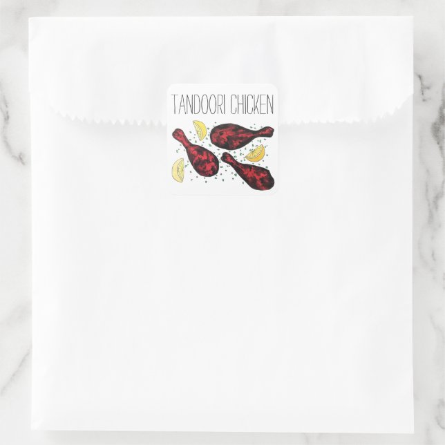 Indian Food Tandoor Cooking Tandoori Chicken Square Sticker (Bag)