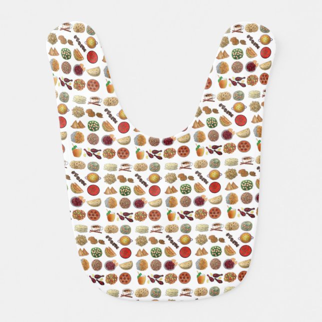 Indian Foods Dishes Cuisine of India Illustration Baby Bib (Front)