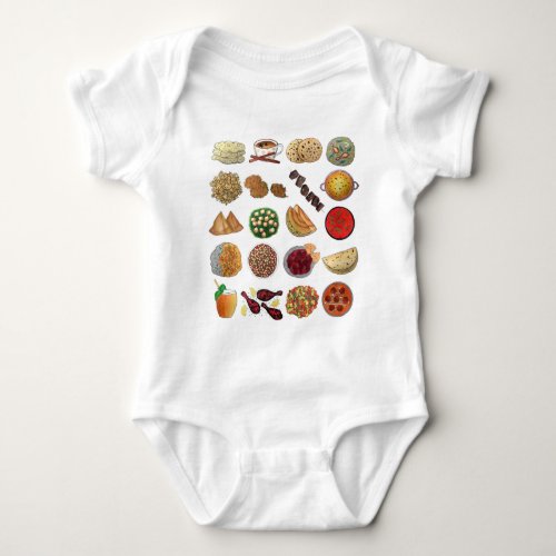 Indian Foods Dishes Cuisine of India Illustration Baby Bodysuit