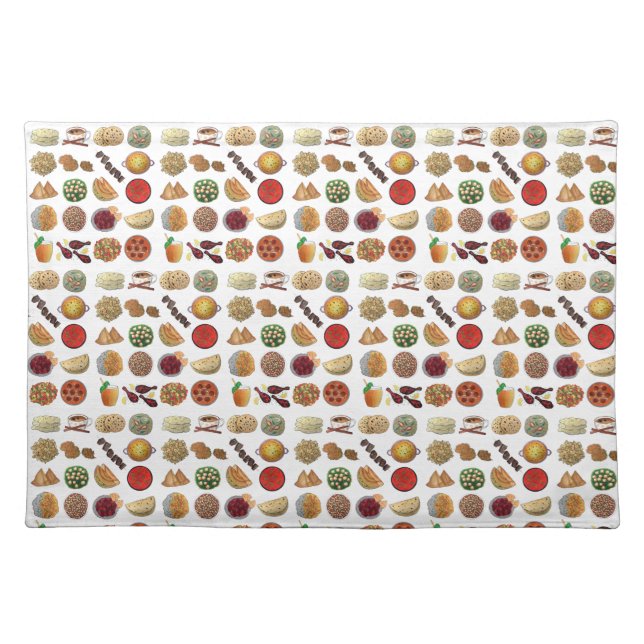 Indian Foods Dishes Cuisine of India Illustration Cloth Placemat (Front)