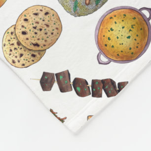 Indian Foods Dishes Cuisine of India Illustration Fleece Blanket