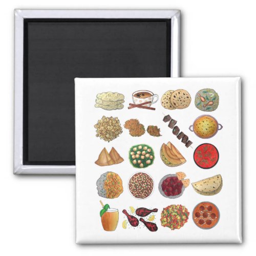 Indian Foods Dishes Cuisine of India Illustration Magnet