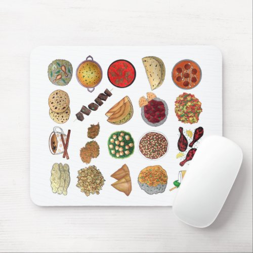 Indian Foods Dishes Cuisine of India Illustration Mouse Pad