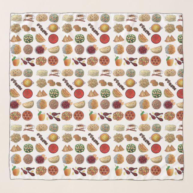 Indian Foods Dishes Cuisine of India Illustration Scarf (Front)