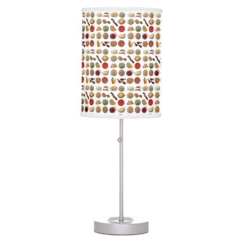 Indian Foods Dishes Cuisine of India Illustration Table Lamp