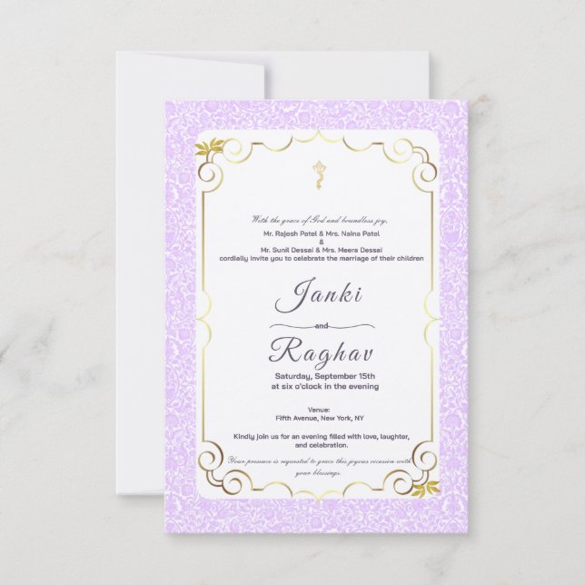 Indian ganesha minimalist wedding invitation (Front)