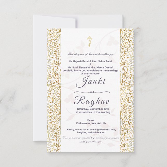 Indian ganesha minimalist wedding invitation (Front)