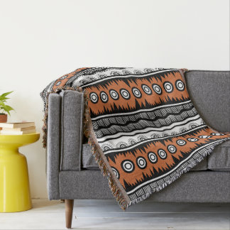 Indian Geographic Brown Tone Stripes Throw Blanket