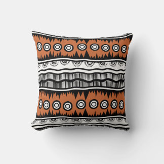Indian Geographic Brown Tone Stripes  Throw Pillow