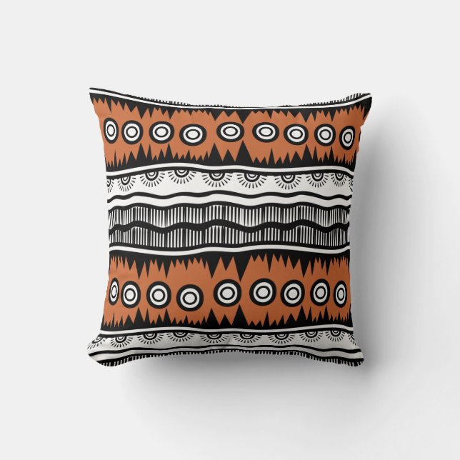 Indian Geographic Brown Tone Stripes  Throw Pillow (Front)
