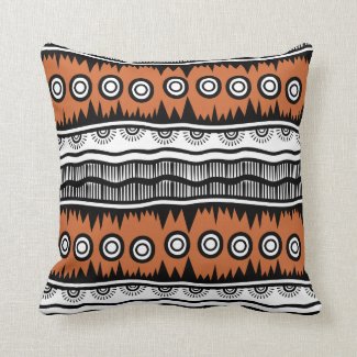 Indian Geographic Brown Tone Stripes  Throw Pillow