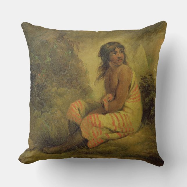 Indian Girl, 1793 (oil on canvas mounted on panel) Throw Pillow (Front)