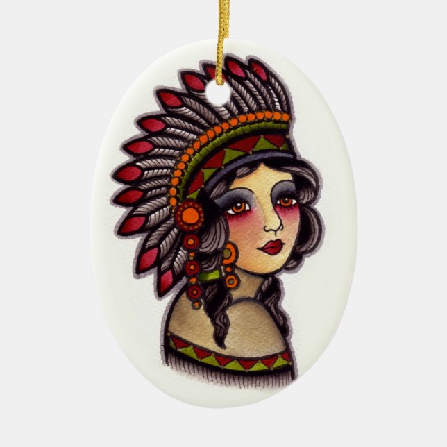 indian girl ceramic ornament (Front)