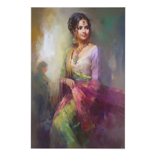 Indian Girl Contemporary Figurative Painting Faux Canvas Print