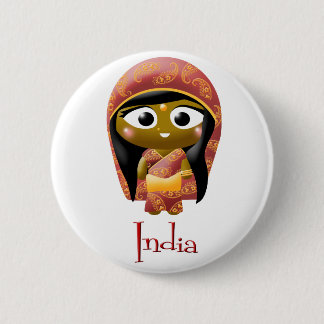 Indian Girl Pinback Button
