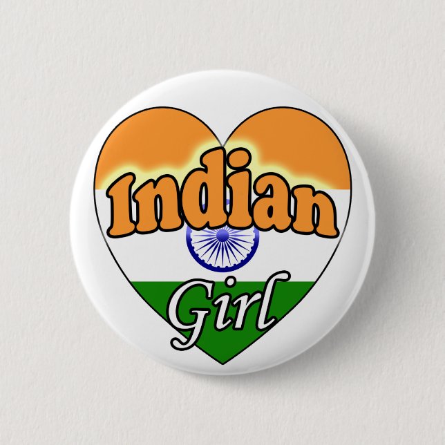 Indian Girl Pinback Button (Front)