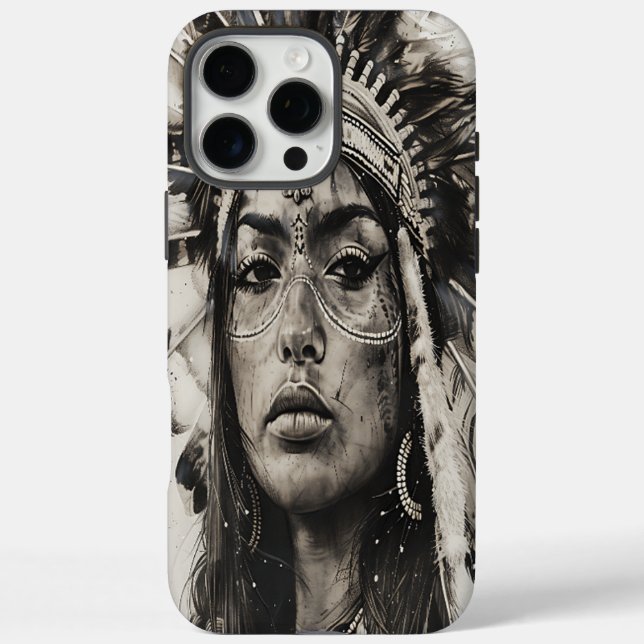 Indian girl's warrior spirit in tradition Case-Mate iPhone case (Back)
