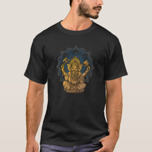 Indian God Ganesha Over Mandala T-Shirt