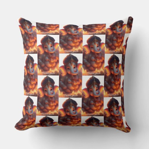 Indian God Ganpati divine connected Throw Pillow