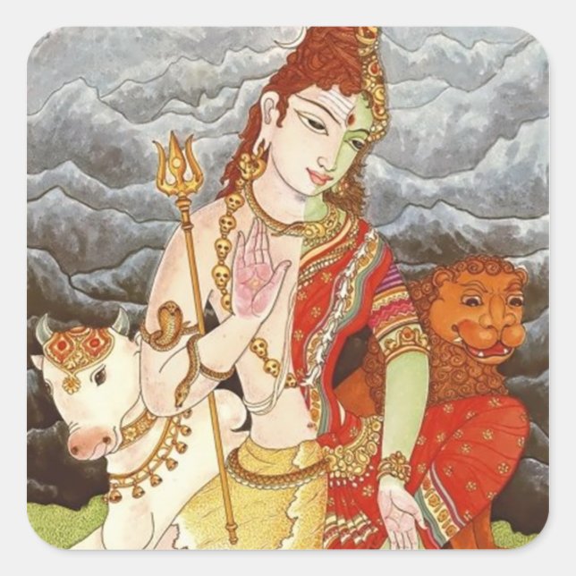 indian god square sticker (Front)