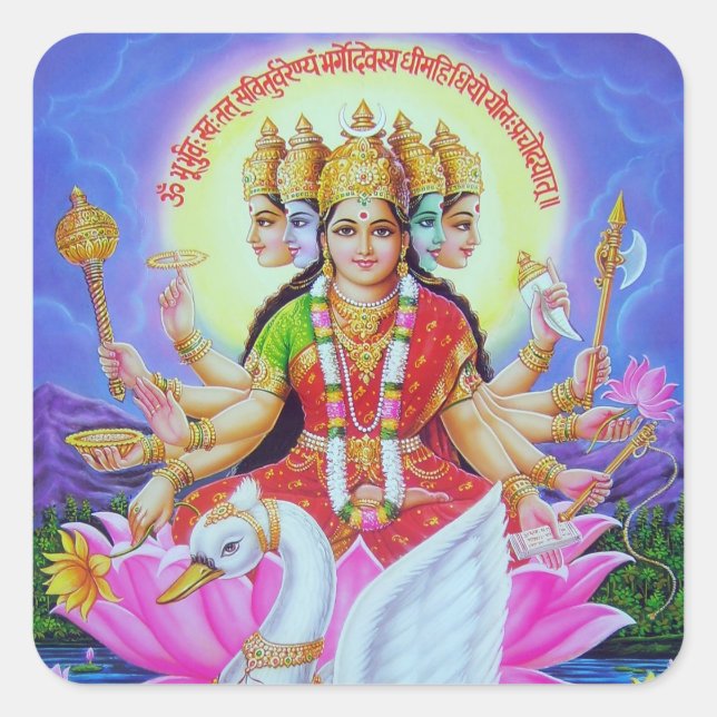 indian god square sticker (Front)