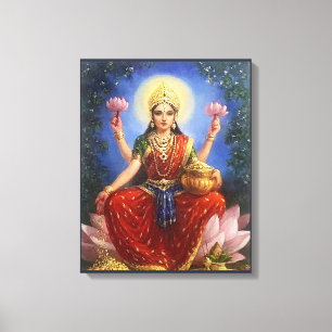 Indian Goddess Ma Lakshmi - Wrapped Canvas Print
