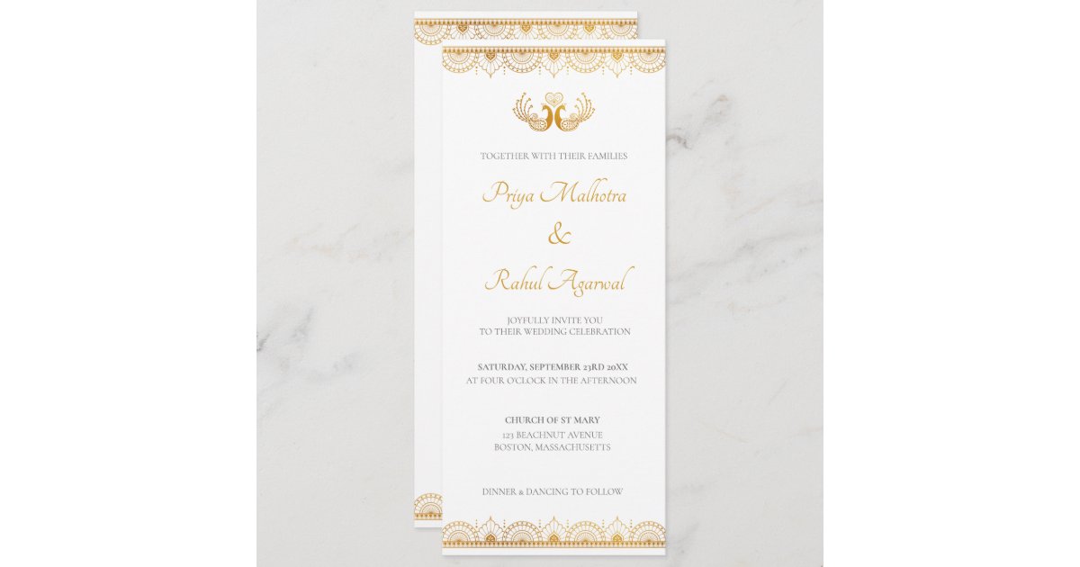 Indian Gold Ethnic Wedding Invitation Card | Zazzle