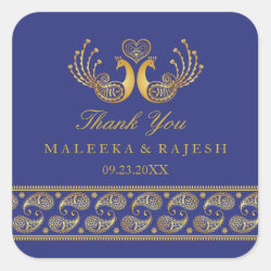 Indian Gold Pattern Modern Wedding Favor Sticker