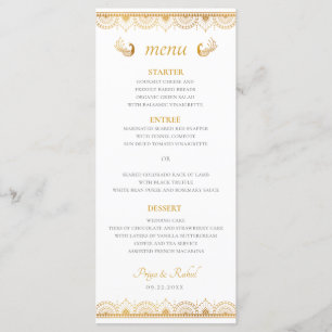 Indian Gold Pattern Wedding Dinner Menu
