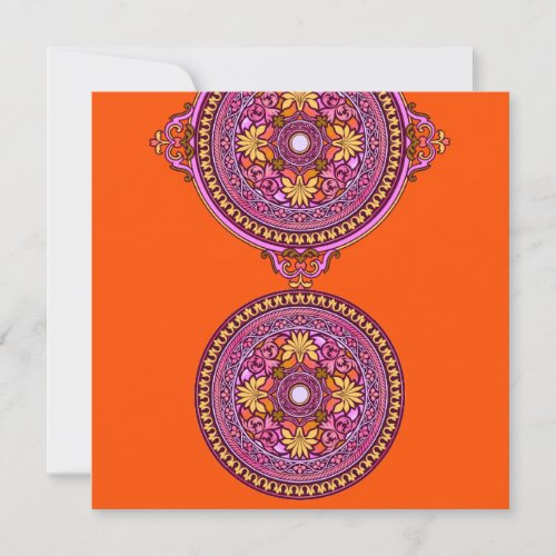 Indian Gold &amp; Pink Discs Wedding Invitation