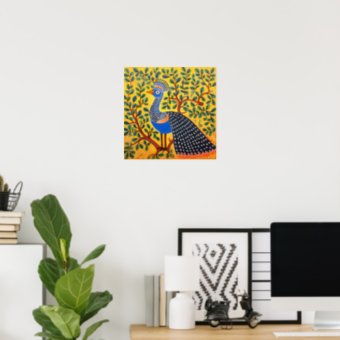 Indian Gond Art Peacock Yellow Art Of India Poster Zazzle   Indian Gond Art Peacock Yellow Art Of India Poster Rf12889daf1db4b82a8849f6a55a68218 L6osx 340 