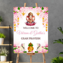 Indian Graha Pravesh Welcome Sign: Traditional Hou