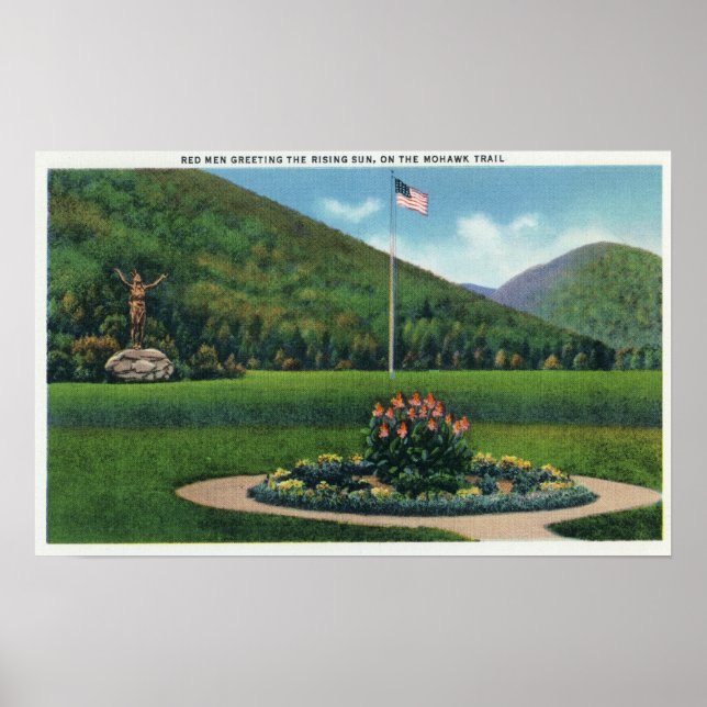 Indian Greeting the Rising Sun Statue Poster (Front)
