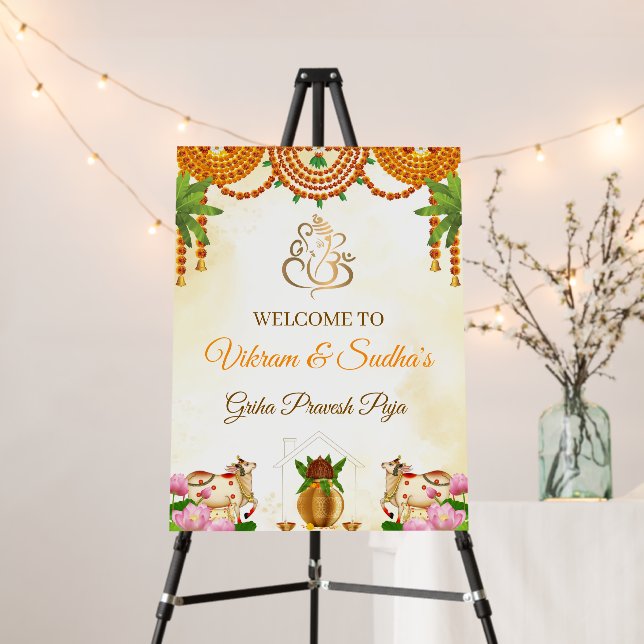 Indian Griha Pravesh Welcome Board  (In Situ (Stand))