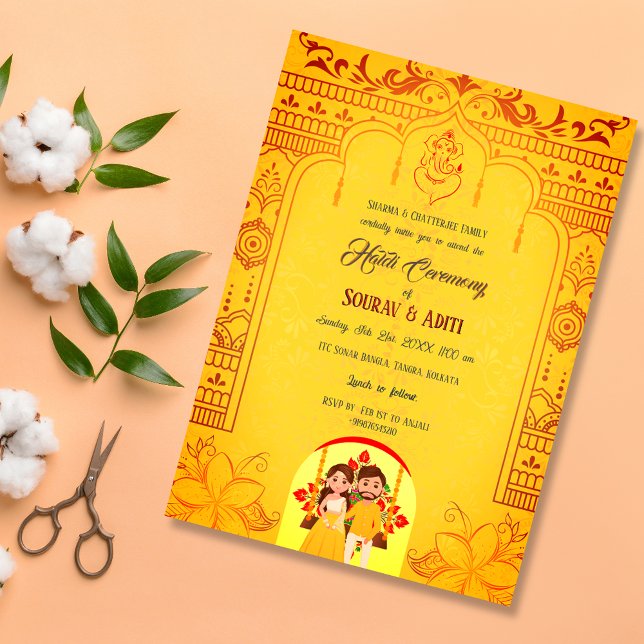 Indian Haldi Ceremony Hindu Couple Royal Invitation (Creator Uploaded)
