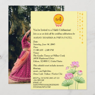 Indian Haldi Ceremony Invitation with Photo