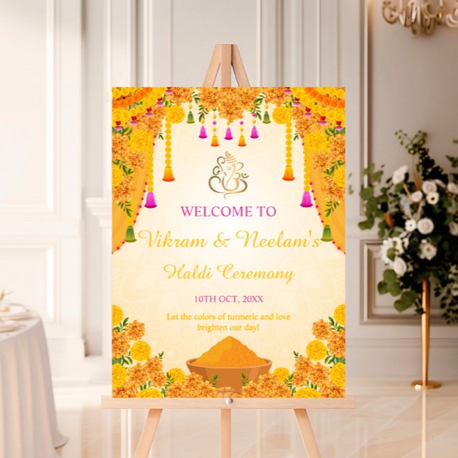 Indian Haldi Night Welcome Board, Pithi Sign (Creator Uploaded)