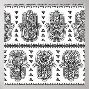 Indian Hand Drawn Hamsa Doodle 2 Poster