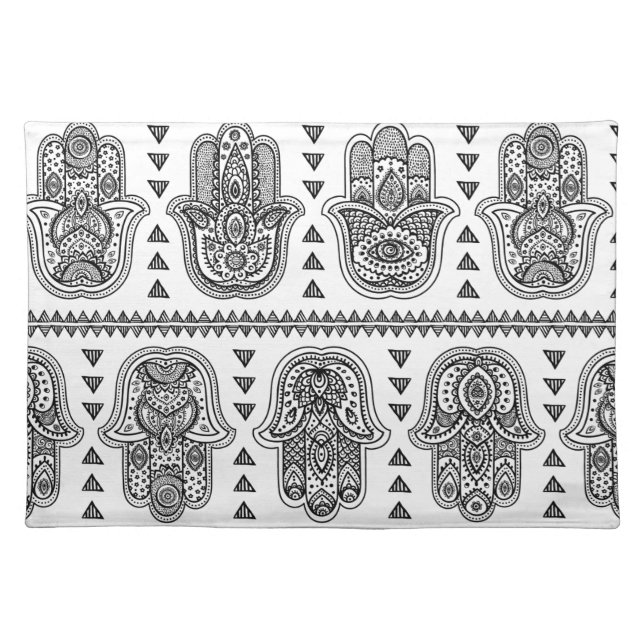 Indian Hand Drawn Hamsa Doodle Placemat (Front)