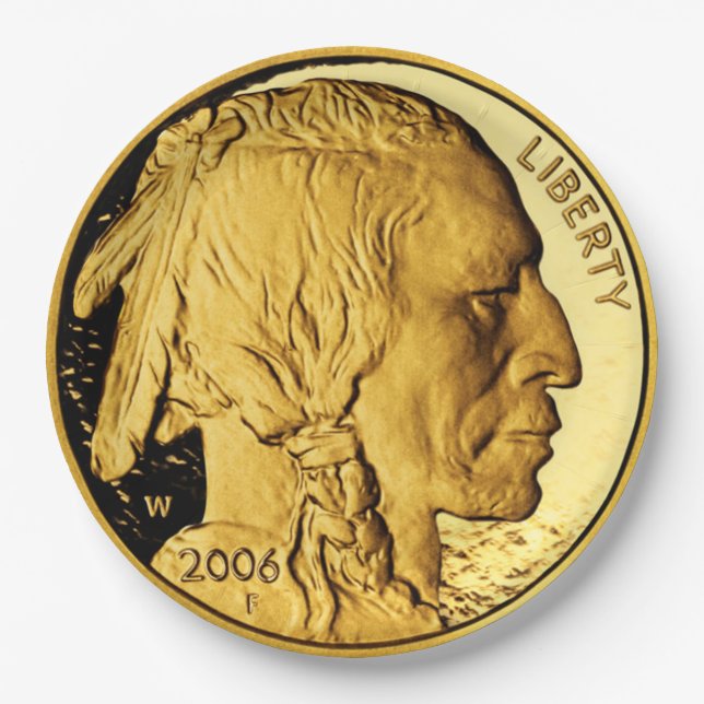 Indian Head Gold Coin Paper Plates (Front)