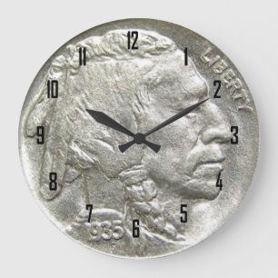 INDIAN HEAD NICKEL LARGE CLOCK