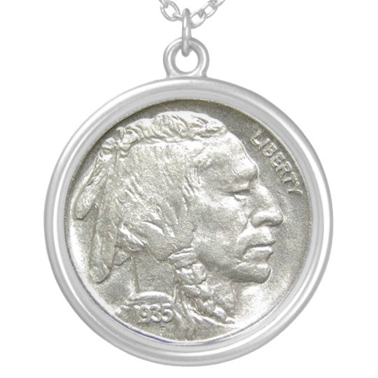 INDIAN HEAD NICKEL SILVER PLATED NECKLACE