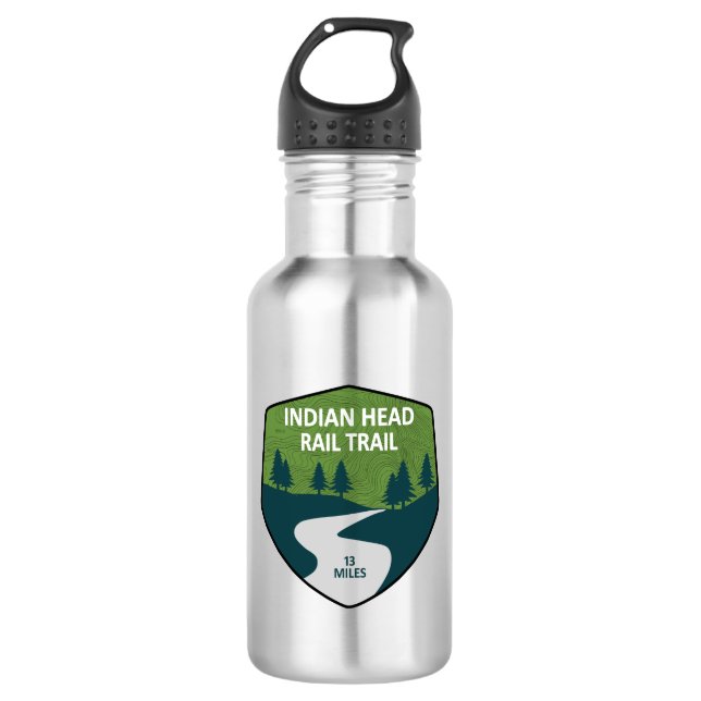 Indian Head Rail Trail Stainless Steel Water Bottle (Front)
