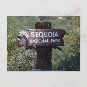 "Indian Head" Sequoia National Park Sign Postcard