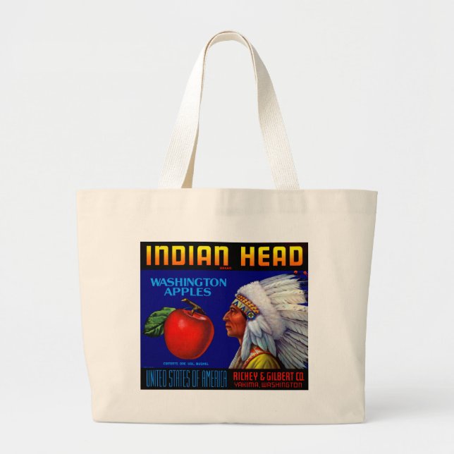 Indian Head Washington Apples Large Tote Bag (Front)