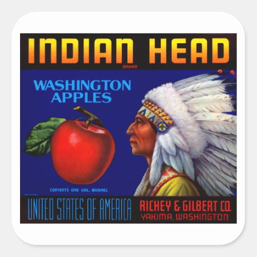 Indian Head Washington Apples Square Sticker