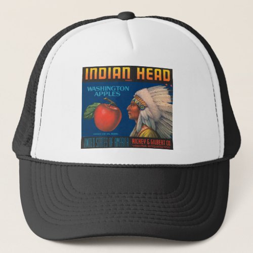 Indian Head Washington Apples Vintage Ad Trucker Hat