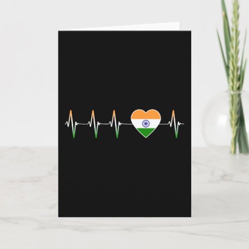 Indian Heartbeat I Love India Flag Heart Country Card